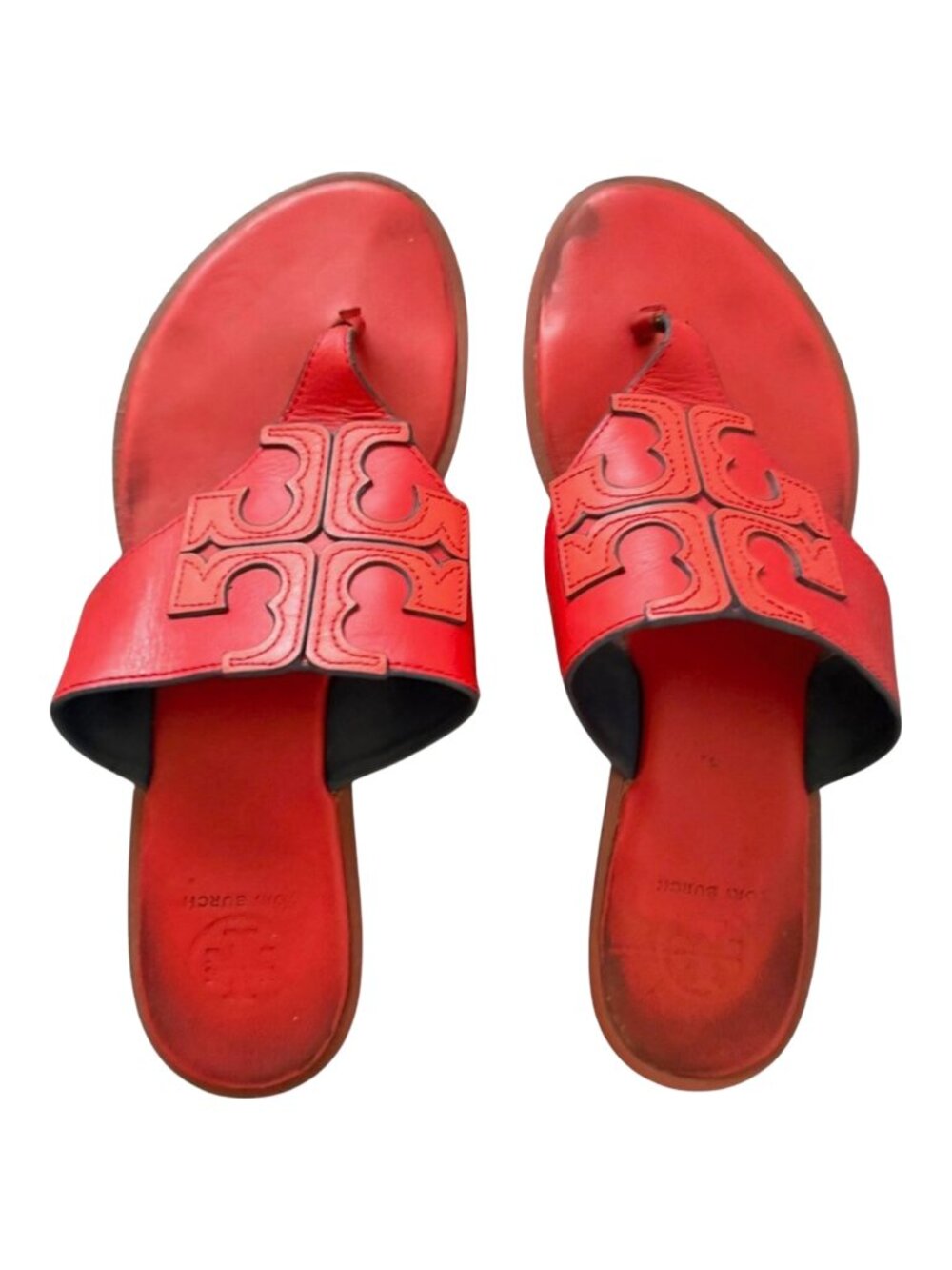 Tory Burch Miller Red Leather Thong Sandals Size 8